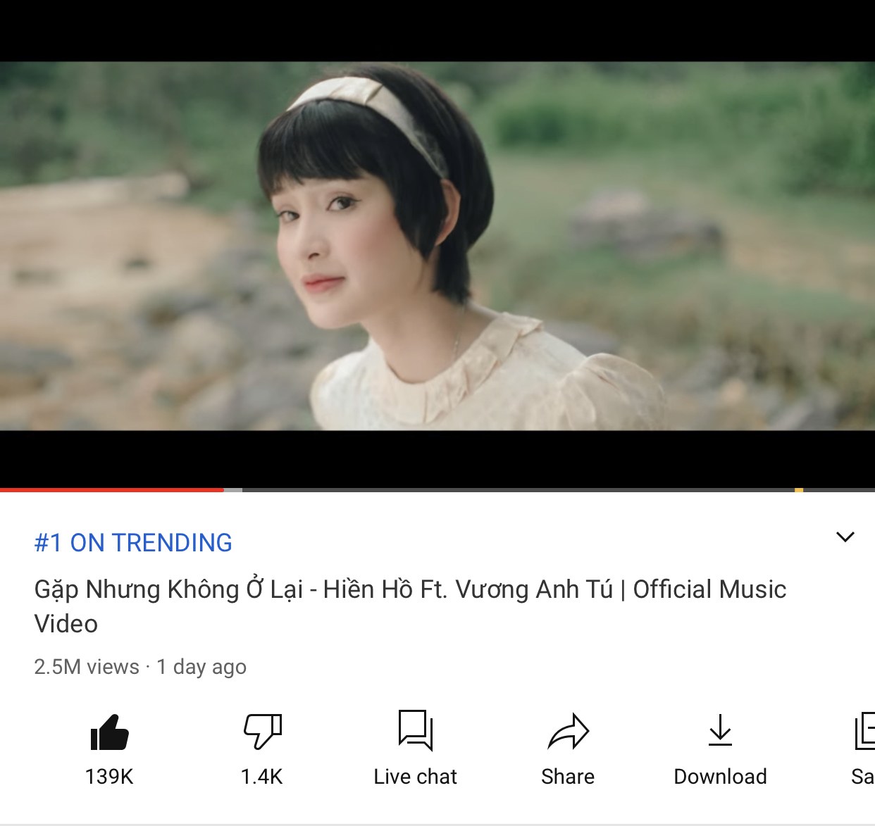 Hiền Hồ đạt Top 1 Trending đầu tiên trong sự nghiệp với MV Gặp Nhưng Không Ở Lại