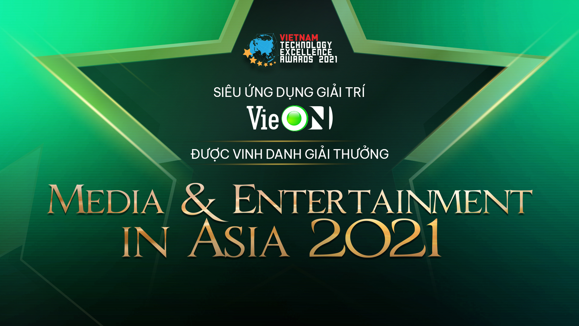 VieON được vinh danh giải thưởng “Truyền thông & Giải trí Châu Á 2021”