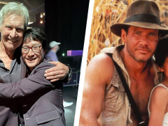 Quan Kế Huy ôm chầm Harrison Ford trên thảm đỏ 'Indiana Jones 5'