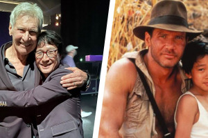 Quan Kế Huy ôm chầm Harrison Ford trên thảm đỏ 'Indiana Jones 5'